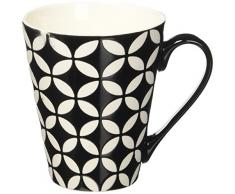 Excelsa Tazze & Co. Mug ml 275 Fiore/Rombo, Porcellana, Nero, 8.6999999999999993x8.6999999999999993x10 cm