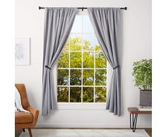 AmazonBasics - Bastone per tenda, con terminali quadrati, da 91 a 183 cm + fermatende, diametro 2,5 cm, nero