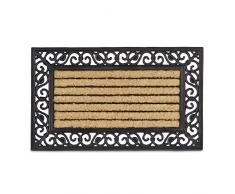 Relaxdays 10020190 Zerbino per Ingresso in Fibra di Cocco, Antiscivolo, Motivo a Righe, Cornice in Gomma, Antiscivolo, 2 X 75 X 45 cm, Marrone e Nero