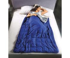 Coperta gravitazionale Calmya 5,5 â usa il peso per facilitare il sonno ed il rilassamento. Pesante 5,5kg â 180x120cm, x uso individuale, con sfere di vetro anallergiche, grigio/blu