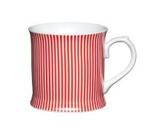 Kitchen Craft - Tazza Mug in Porcellana con Motivo a Righe, 400 ml, Colore: Rosso