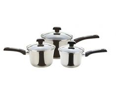 Prestige Durasteel Casseruola in Acciaio Inox, Colore: Argento, Acciaio Inossidabile, Silver, 3 Pezzi