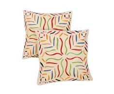 Rajrang CCS 08043 Work Applique con Federa di Cotone Ricamato, Crema