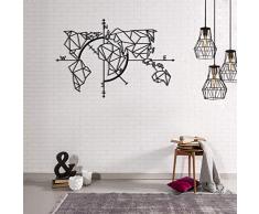 Homemania Carte du Monde Decorazione da Parete Mappamondo Nero, in Acciaio Laminato a Freddo. Arte Casa Decoro. per Soggiorno, Ufficio, Muro, Planisfero, Taglia Unica