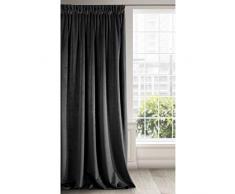 Eurofirany Tenda Velvet Nero Velluto 1 Pezzo Morbido Nastro Arricciato, Elegante, di Alta qualitÃ , Glamour per Camera da Letto, Soggiorno, Salotto, Tessuto, 140x270cm