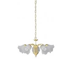 Lampada Romantica-Lampada a sospensione, in stile Art Nouveau 5 lampadine, colore: dorato/1 Opal vetro/739/3