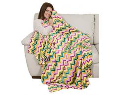 Kanguru Plaid Zig Zag, coperta in soffice pile, dimensioni 130x170cm, calda ed elegante.
