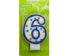amscan - Candela per Feste, Numero 6, Decorazione a Pois