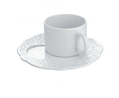 Alessi Dressed Piatto da Colazione in Porcellana Bianca con Decoro a Rilievo, Argento, 6x18x16 cm, 4 unitÃ 