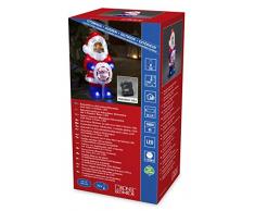 Konstsmide Babbo Natale in acrilico con luci a LED, con cartello SANTA STOP, con timer da 6 ore, 32 diodi a luce bianca fredda, funzionamento a batteria, da esterno (IP44), cavo trasparente, 4 x AA 1,5 V 6143-203