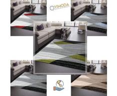 VIMODA Moderno Soggiorno Tappeto Disegno Geometrico Erica in Marrone Beige - Ãko-Tex Certificato - Rosso, 60 cm x 110 cm
