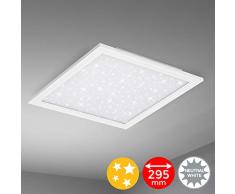 Briloner Leuchten Plafoniera a LED, Lampada da soffitto con Fantasia a Stelle, 1.300 Lumen, 4.000 Kelvin, 12 Watt, Bianca, 295x295x55 mm (Larghezza x Lunghezza x H)