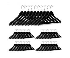Relaxdays Set da 50 Grucce, Asta per Pantaloni, Gonne, Camicie, Giacche, Gancio Girevole a 360Â°, in Legno, Nere, Metallo, Nero, 23,5 x 45 x 1 cm