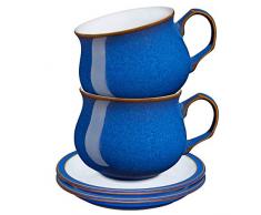 Denby 001048701 - Tazza da tÃ¨ e piattino, in gres, colore: Blu