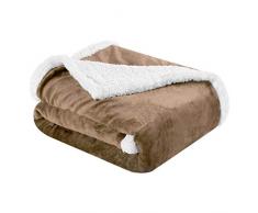 PETTI Artigiani Italiani - Plaid, Plaid in Velluto con Base in Lana, Beige, 150x200 cm, Morbido e Caldissimo