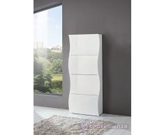 Web Convenienza Scarpiera Mare per 16/24 Paia di scarpe Moderna Bianca Lucida Made in Italy Ante Legno (4 Ante)