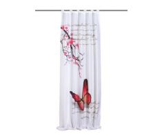 Home Fashion 48516-831 - Tenda con Passanti Butterfly con Stampa Digitale, Tessuto Decorativo Effetto Seta, 245 x 120 cm, Colore Fucsia