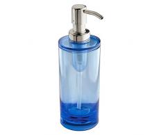 InterDesign Eva Dosatore Sapone, Elegante Dispenser Sapone Ricaricabile in plastica, Blu Oceano/Argento