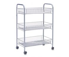 Zeller 17720 Contenitore con 3 ripiani a rete su ruote, 43,5 x 26 x 62,5 cm