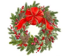 Caspari Evergreen Ghirlanda fustellato tovagliette, Colore: Verde, Confezione da 4