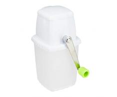 Relaxdays - Tritaghiaccio Manuale con manovella, Accessori da Bar, Senza Corrente, Inossidabile, Ice Crusher, Bianco/Verde
