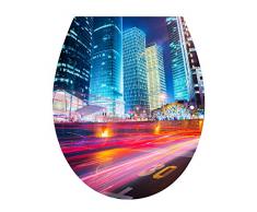 Wenko 22214100, copriwater con Motivo Urbano in Acrilico/duroplastica Multicolore 38,8Â x 45Â x 10Â cm