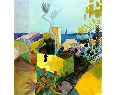 LegendArte August Macke Paesaggio Vicino al Mare Stampa su Tela, cm. 60x60 - Quadro su Tela, Decorazione Parete