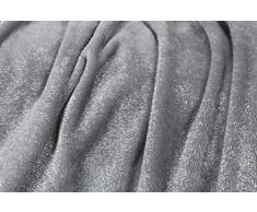 Kanguru Plaid GLITTER MOON coperta in soffice pile con paillettes argentate, dimensioni 130x170cm, calda ed elegante., 8 UnitÃ 