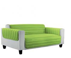 Italian Bed Linen Elegant Copri Divano Trapuntato in Microfibra Anallergica, Doubleface, Mela/Verde Scuro, Singolo, 1 Posto