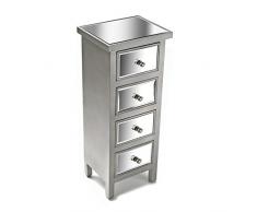 VERSA 21020004 Cassettiera 4 cassetti Grigio Marsala 32,5x26x78,5cm, Console