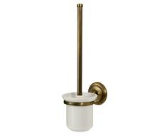Bisk 00412 - Set Spazzolone per WC e Supporto in Ottone Antico, 12 x 16 x 40 cm