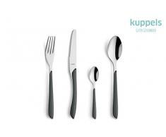 Kuppels Prisma Colorate, per 6 Persone, lucidato, antiruggine e Lavabile in lavastoviglie, Set di Posate, Acciaio Inox, plastica, Grigio Scuro/Argento