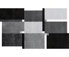 Wash&Dry Living Squares Black Zerbino, Acrilico, Grau, 70 x 120 x 0.9 cm