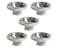Faretto LED AR111, G53, 14W (equivalente a 100W alogena), luce bianca naturale 4000K, angolo 45°, Pack 5 pezzi