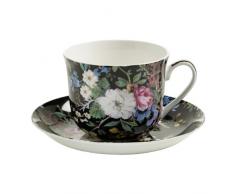 Maxwell & Williams Kilburn Tazza per la Colazione, con Piattino, Tazza per il Caffè e il Tè, Midnight Blossom, Porcellana, WK01300