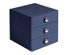 InterDesign Drawers Cassetti Porta Trucchi, Mini Cassettiera di qualità per Make Up, Bijoux ECC, Cubi Porta Cosmetici con 3 Cassetti, Plastica Blu