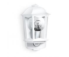 Steinel Lampada da parete L 190 S bianco - Lanterna da esterni con sensore di movimento a 180Â°, E27, Raggio max. 12 m o 5 m, IP44 [Classe energetica A++]