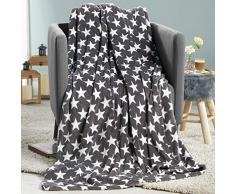 CelinaTex Moonlight Coperta soffice con Stelle Pile Microfibra Coperta Giorno XXL 200 x 220 cm Grigio