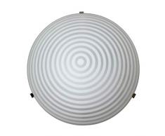 ONLI Plafoniera in Vetro Bianco Diametro 25cm con Motivo a Cerchi