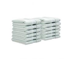 iDesign Spa Bagno con Fascia Intrecciato, Kit Piccoli Cotone 100%, Set da 12 Asciugamani Viso e Corpo con Nastro per Appendere, Celeste, 33,0 cm x 0,3 cm, unitÃ 