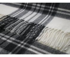 Highland Tweeds Abraham Moon & Sons - Coperta in Lana Merino, Design Scozzese, Colore: Grigio