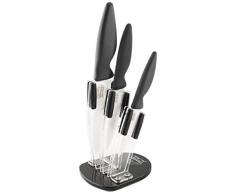 Pradel Jean Dubost 167/10533 - Ceppo Plexiglas con 3 coltelli, Lama in Ceramica, Colore: Bianco/Nero