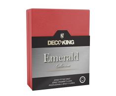 DecoKing, Lenzuolo con Angoli Elasticizzati, in Jersey 100% Cotone, Emerald Collection, per Letti con Base a Molle, materassi ad Acqua, Cotone, Rot, 160x200-180x200 + 40 cm