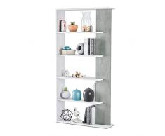 13Casa Kafka H01 Libreria, Melamina, Grigio/Bianco, 90 x 25 x 180