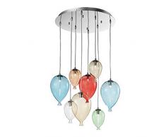 Ideal Lux Clown Sp8 Color Lampada a Sospensione con 8 Luci, Cromo/Vetro, Multicolore