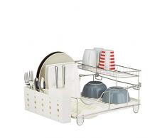 Relaxdays scolapiatti, portaposate, scolapiatti in Acciaio Inox, Robusto, AxLxP: ca. 22Â x 50.5Â x 34Â cm, Beige