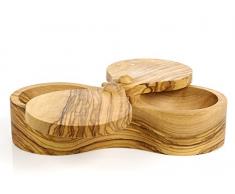 Berard 90062, Saliera Doppia, in Legno di ulivo, Verde (Olive)