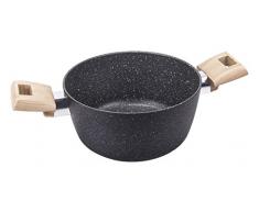 ALLUFLON Etnea Wood Casseruola 2 Manici, Alluminio, Nero, 20 cm