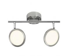 Brilliant g30513/13Â Pluto plafoniera 2Â luci, metallo/plastica, integrato, 5Â W, Acciaio