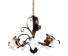 Onli 4240/5 Lampadario, Marrone, metallo;vetro